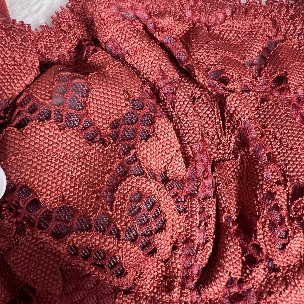 Free People Women's Love Letters Lace Bandeau‎ Bra Paprika Red 32B OB407880 NWT